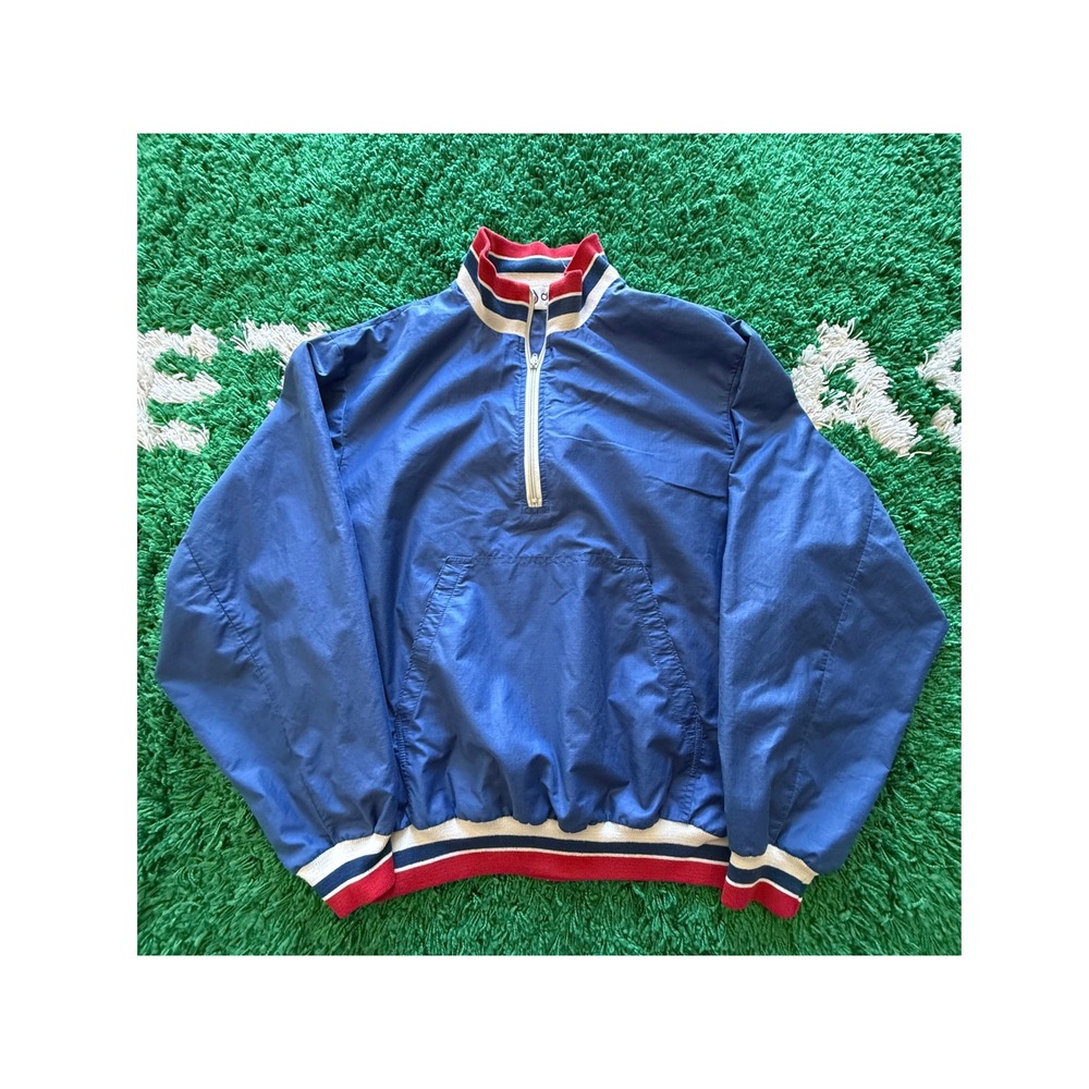 Duffel Windbreaker Pullover‎ Mens XL Blue Excellent Vintage Quarter Zip Striped